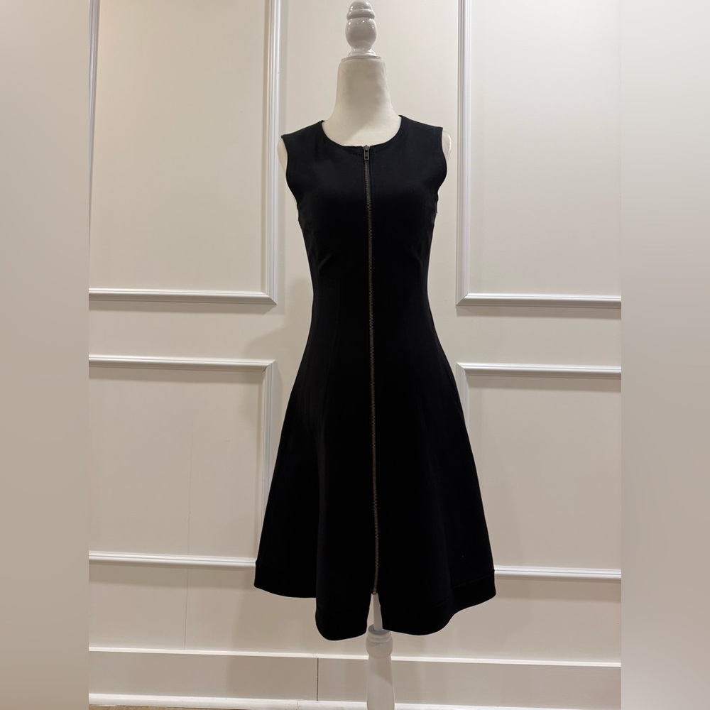 Theory Black Zip-Front Mini Dress